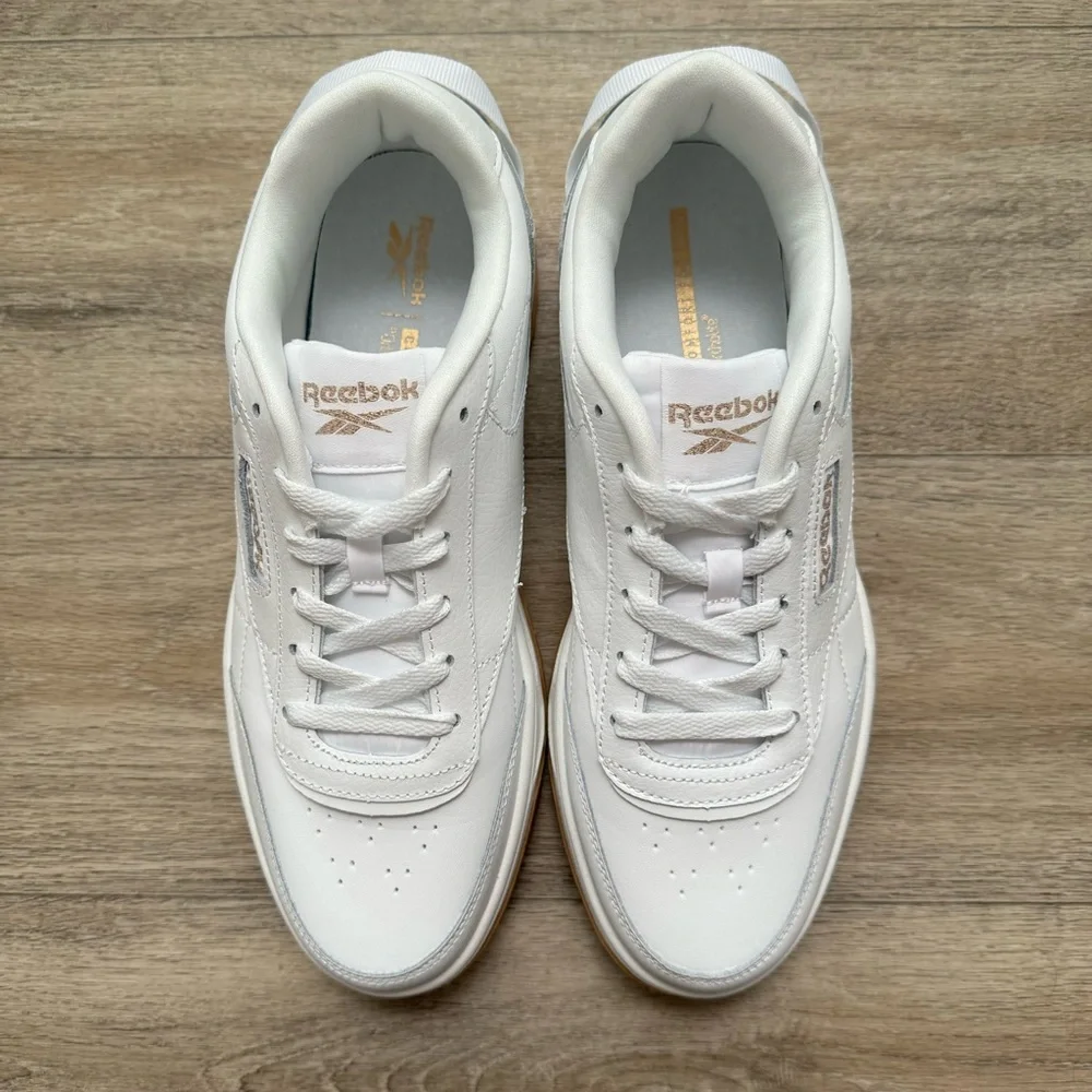 🆕 REEBOK Tech G Geo White Gold Gum Leather Sneakers - Picture 5 of 9